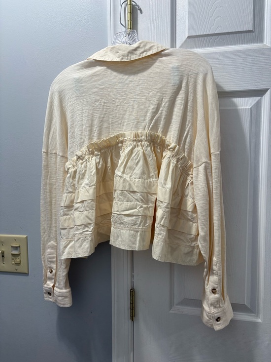 Anthropology Pilcro Long-Sleeve V-Neck Ruffled Babydoll Top Size Medium - Picture 4 of 6